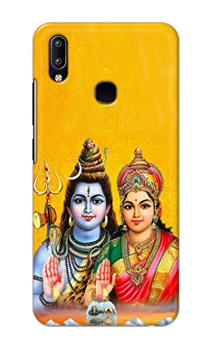 Image of PRINTFIDAA Lord Shiva Parvati Yellow Background Printed Designer Hard Back Case Cover for Vivo Y91 / Vivo Y95 -(TY) MVN1008
