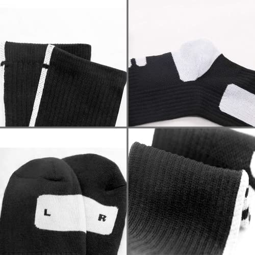 Mumubreal Basketball Socks Cushion Compression Crew Sock Elite Athletic Socks For Men & Women, Black (5 Pack) #TOP3