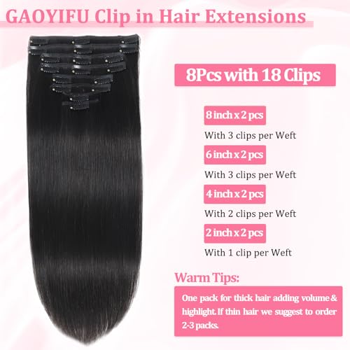 Image of Clip in Hair Extensions Real Human Hair, Human hair Clip ins Extensions