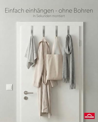 MDCASA Premium Türhaken I Türhaken zum Einhängen inkl. Filzpad I 4 hochwertige & stabile Haken zum Einhängen für alle gängigen Türen