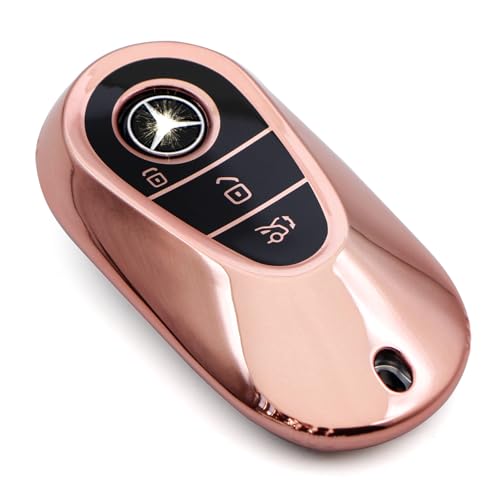 Creativity Advanced soft TPU Key Case Suitable for Mercedes Benz 2022-2025 C S EQE EQS 2023-2025 GLC CLE SL 2024-2025 E smart key (Pink Key Cover (Model C))