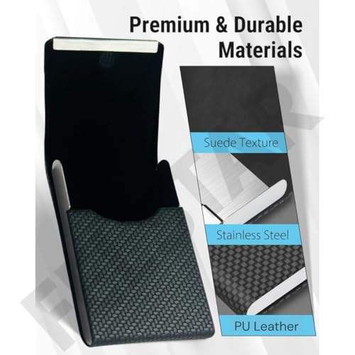 Image of FELSTAR Customized /Personalized Card Holder with Name Engraved, Leather Professional Business Visiting Card Holder /Credit Card Holders Men, Women Day Gift, Corporate Gift for Employees (S Black)