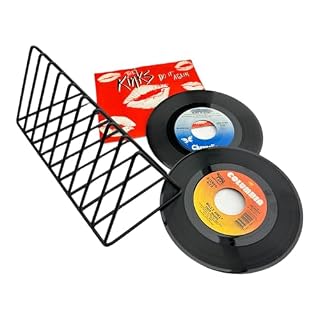 45rpm Vinyl Record Storage Rack – Premium 7inch Holder Stand Metal Wire Display Holds up to 50 Album Lp’s – Simple and Contemporary Shelf Concept Design for 7″ Records - Les Beatles, Paul McCartney, John Lennon, RIngo Starr, George Harrison