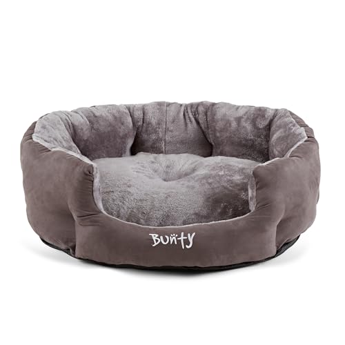 Bunty Polar Dog Bed & Cat Bed, XL | Cosy Fluffy Fleece Calming Dog Bed | High Wall Snuggle Anti Anxiety | Washable Bed & Cushion for Puppy, Small to Large Pets - Grey