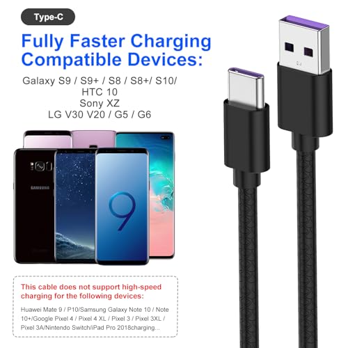 Image of [3Pack 6ft] Compatible with Samsung Galaxy S9 S10 S8 Plus Charger Cord(3A Fast Charging), TPE USB C Type Charger Cable,USB A to Type C Replacement for Samsung A32 /A12 /A10e /A20 /A51 /Note 20 /9 /8,LG-Black