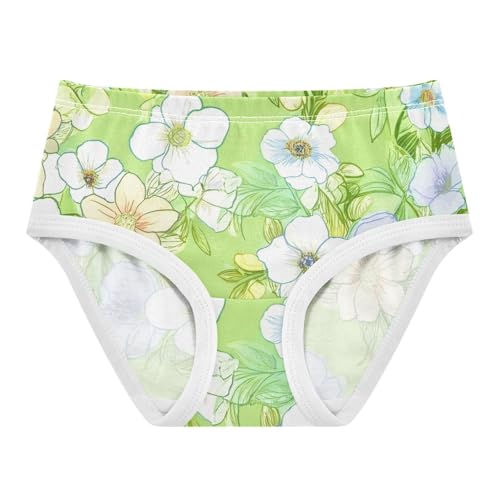 Delicate White Floral Green Toddler Underwear Floral 2t Cotton Little Girl Panties Fun Print Undies Kids Briefs