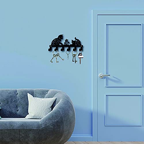 Creatcabin AJEW-WH0156-050-US21 Metal Key Holder Black Key Hooks Wall Mount Hanger Decor Hanging Organizer Rock Decorative thumb #6