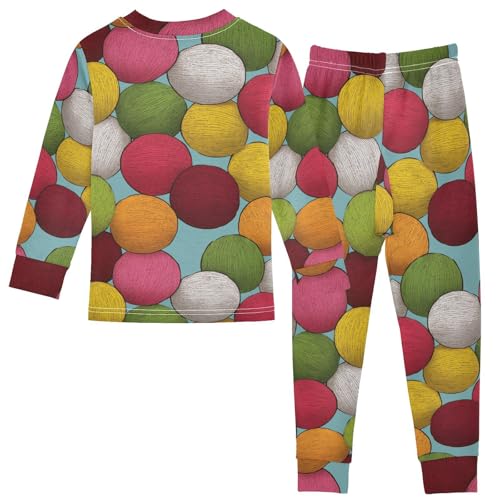 Pajama Sets Long Sleeve Colorful Balls Pattern Print Soft Comfy Sleepwear 2 Piece PJS 3-8T3