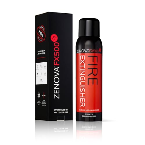 ZENOVA FX500 7-in-1 Car Fire Extinguisher, Mini Fire Extinguisher for Home Office Motorhome Camping Caravan, Compact and Portable Fire Extinguisher, Stops Fires From Expanding, 500ML