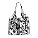 Imprimé zèbre 【Sacs fourre-tout réutilisables】Ces sacs fourre-tout sont fabriqués en fibre de polyester durable, une alternative parfaite aux sacs en plastique. Évitez la pollution causée par l'utilisation de sacs jetables en papier et en plastique.