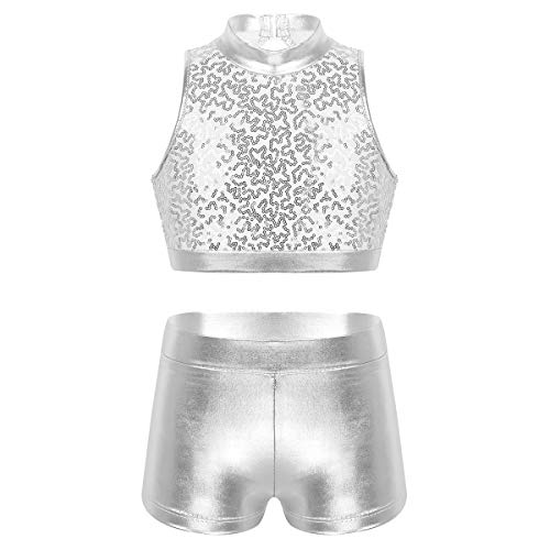 YiZYiF Kids Girls Basic 2 Piece Active Outfit Crop Top and Shorts Set for Gymnastics/Dancing/Workout