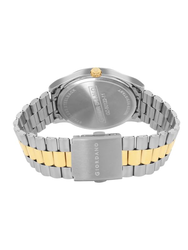 Image of Giordano Analog Watch for Men with Two-Tone Stainless Steel Strap & Textured Dial, Day-Date Display, Elegant Casual Style