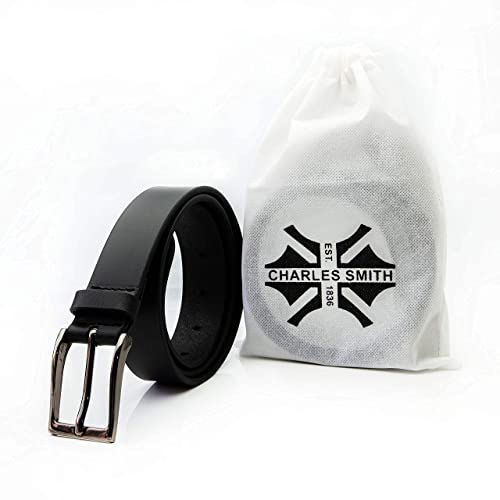 Charles Smith | Black | Men's Leather Belt | 100% Genuine Leather | Hand-Crafted | Gift For Him | Size 54" | To Fit 52" Waist3