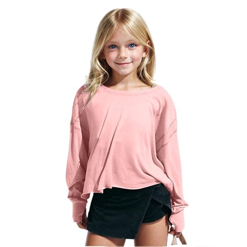 Girls Long Sleeve Shirts Fashion Back Cutout Sport Tops Trendy Crewneck Teen Girl Gym T-Shirts Comfy Cotton Blouse2