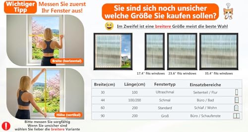 DARUITE Fensterfolie Blickdicht, Streifen Schilfglas-Effekt Sichtschutzfolie Fenster, Kein Kleber, Anti-UV Dekorfolie Fenster Folie für Zuhause und Büro, 30x100cm