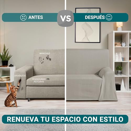 ECOMMERC3 Mehrzweck-Tagesdecke, Größe 300 x 260 cm, für Sofa oder Bett, Mehrzweck-Tagesdecke, Leinen, dekorativ, für Sofa, Bett, Sofaüberwurf, leicht und elegant, Leinfarben
