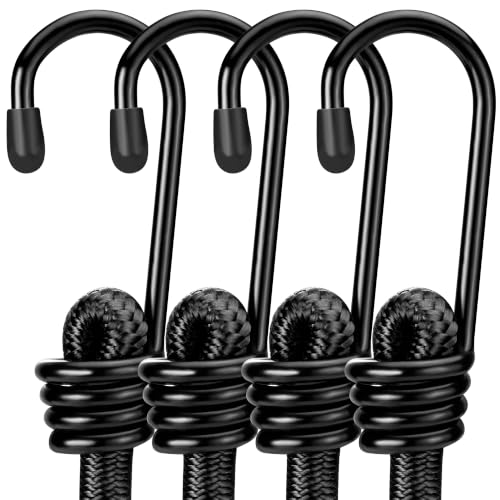 WORKPRO 24' Bungee Cords with Hooks, 4 Pack Heavy...