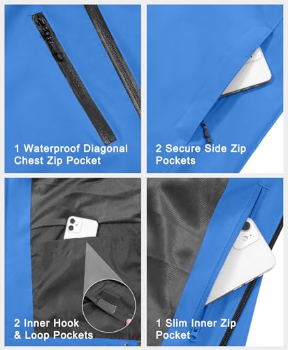 Image of Little Donkey Andy Mens Waterproof Rain Jacket Lightweight Windbreaker Hooded Jacket Packable Raincoat for Outdoor Hiking