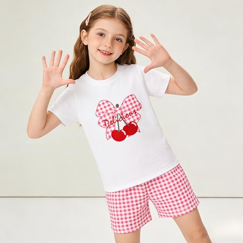 Image of Axumity Kid Toddler Girl Clothes Summer Ruffle Sleeve Figure Graphic Shirt + Shorts Summer Outfits Set