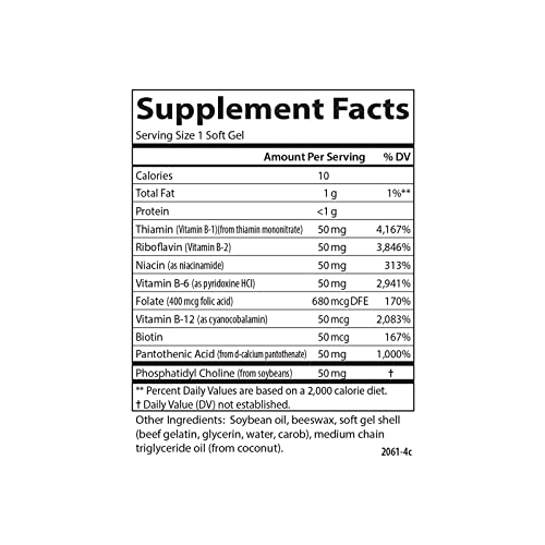 Carlson - B-50 Gels, Vitamin B Complex, Energy Production, Cellular Support & Optimal Wellness, 100 Softgels #TOP3
