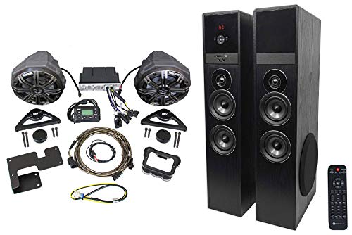 Audiosavings Bundle (1) 2015-2018 Can-Am Spyder F3 Bluetooth Receiver+Kicker Speakers+Mounting/Wire Kits Bundle with (1) Rockville TM80B Black Home Theater System Tower Speakers (Items 2) (Items 2)