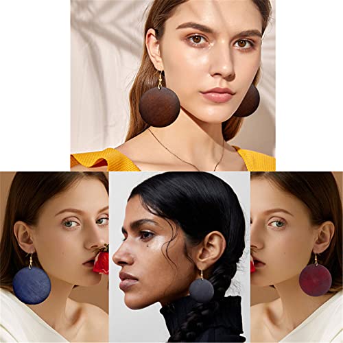 MALOYANVE African Wooden Earrings for Women Unique Ethnic Vintage Bohemian Nature Handmade Wooden Dangle Drop Earrings Lightweight Boho Retro Geometric African Teardrop Wood Statement Earrings Jewelry2