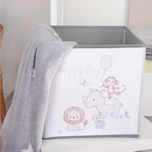 Herding babybest Aufbewahrungsbox Happy Day, ca. 30 x 30 x 30 cm, Aufbewahrung im Regal oder freistehend, 100% Polypropylen, Innen 100% Papier