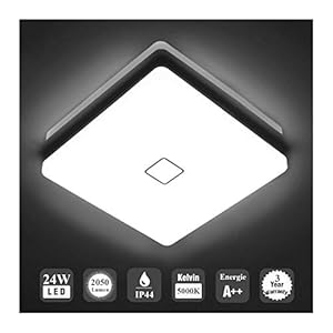 Öuesen 24W imperméable à l’eau LED Plafonnier moderne mince carré LED Lampe de plafond 2050lm Blanc froid 5000K Applicable à la salle de bain la chambre la cuisine le salon le balcon et le couloir
