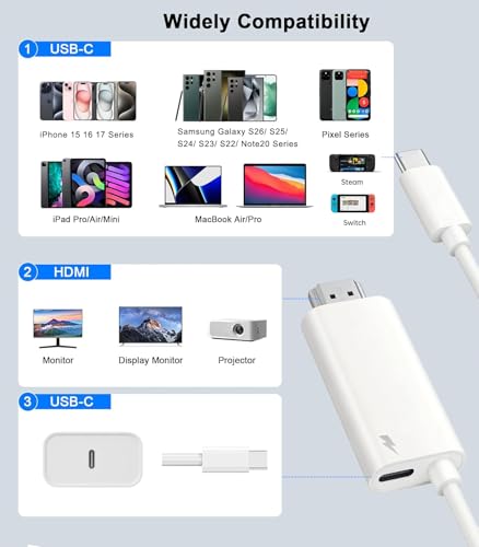 Cable USB-C a HDMI 8K a 60Hz con puerto de carga Power Delivery de 100W 7