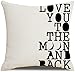 Epinki Fundas para Cojines de 45x45, Funda Cojin Love You to The Moon and Back Fundas de Cojín Decorativo Lino, Negro Blanco