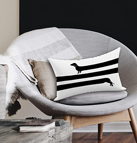 Xuiswell Funny Dachshund Long Dog Throw Pillow Cover, Dachshund Gifts For Dachshund Lovers Women Girls Kids, Cushion Case For Sofa Bed Home Decor 12 X 20 Inch #TOP2