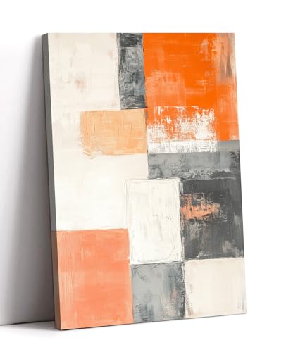 KSZZYXWS Orange Wall Art Abstract Decor Grey Canvas Prints Geometry