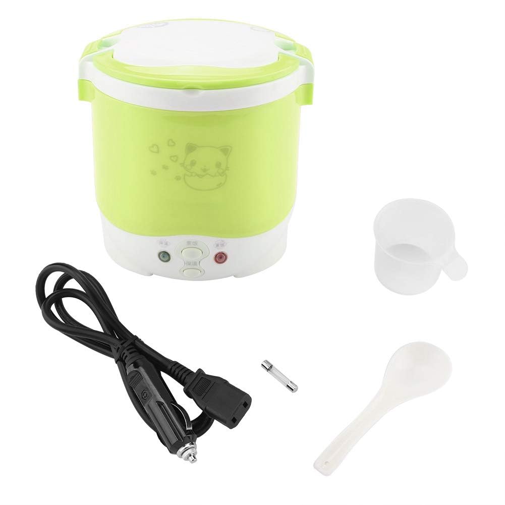 Ejoyous Cuiseur à Riz pour Voiture 12V, Mini Cuiseur Électrique et Vapeur 1L, Vert, pour Camping-Car et Camion 2 Personnes