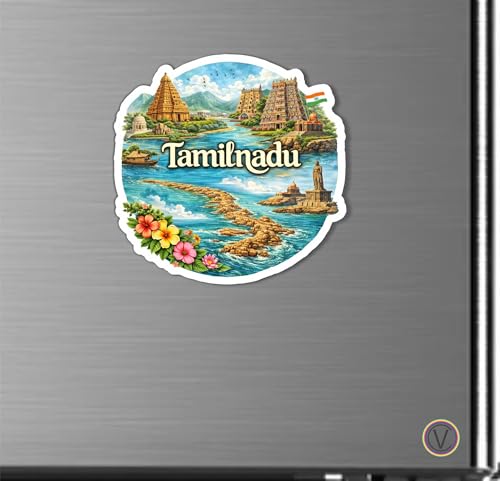 Image of Tamilnadu Textured Finish Acrylic Fridge Magnet - UV Texture Printed, Stylish Multicolor Magnet for Fridge, Wardrobe & Metal Surfaces, Pack of 1 (Tamilnadu)