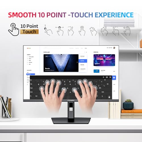 Image of CUNPU 27 Inch Touchscreen Monitor, 10 Point Touch, FHD 1080P 60Hz Nano IPS Screen, 100% SRGB, VESA Wall Mountable, Tilt Adjustment, VGA HDMI for PC, Laptop Business & Work Station