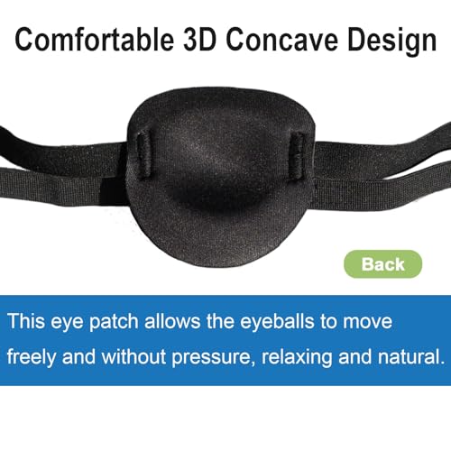 Image of 2 Pcs 3D Eye Patches for Adults, Adjustable Medical Eyepatch for Right or Left Eye,One Eye Cover for Amblyopia Lazy Eye,Pirate Costume(Blue,Skin Color)