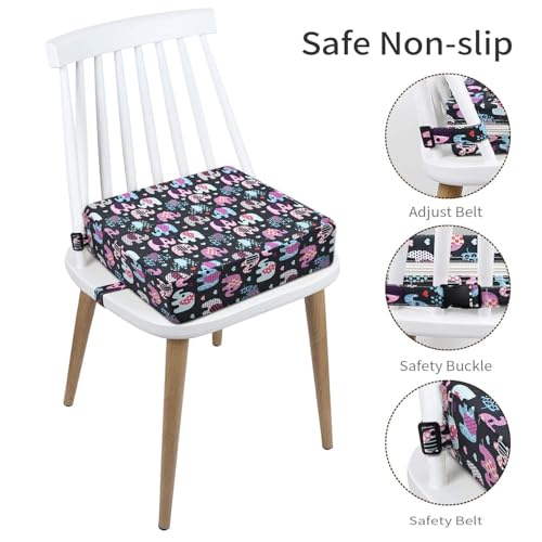 Image of Booster Seat for Kitchen Chair - Washable Toddler Booster for Dining Table, Portable Travel Increasing Cushion for Kid (Elephant)