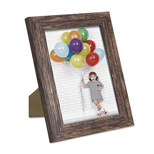 Q.hou 5X7 Picture Frame Wood Pattern Rustic Brown Photo Frames Packs 4 With High Definition Glass For Tabletop Or Wall Decor (Qh-Pf5X7-Br) #TOP4