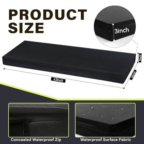 Wibeelee 43 x 16 Inch Waterproof Sauna Seat Cushion for 2-Person, Heat Resistant Oxford Fabric with 3\" High-Density Foam, Non-Slip Bench Mat for Home Sauna, Steam Room & Spa - Thumbnail 3