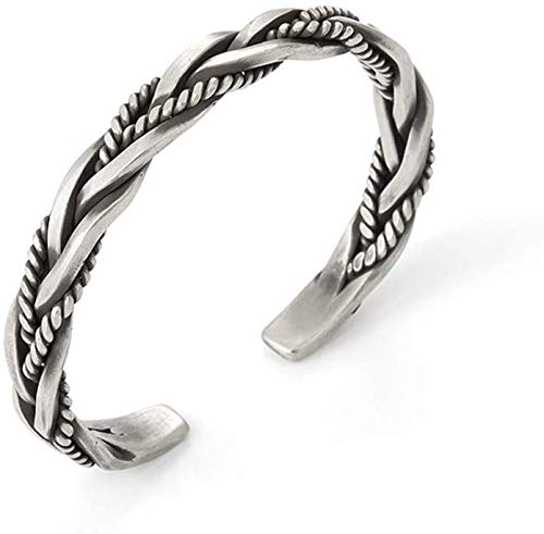 None Brand Men Vintage Open Bangle, 925 Sterling