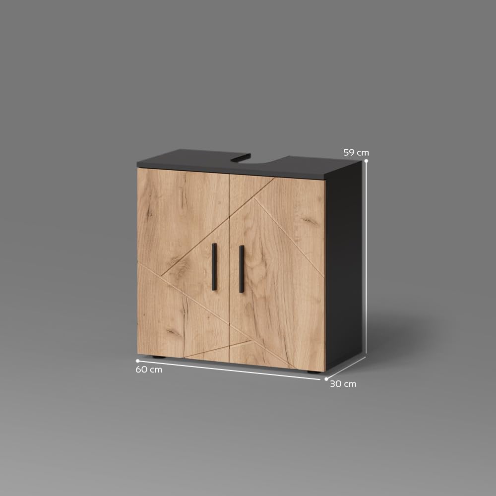 Livinity Mobile sottolavabo per bagno Ronco, Rovere dorato/antracite, 60 x 59 cm