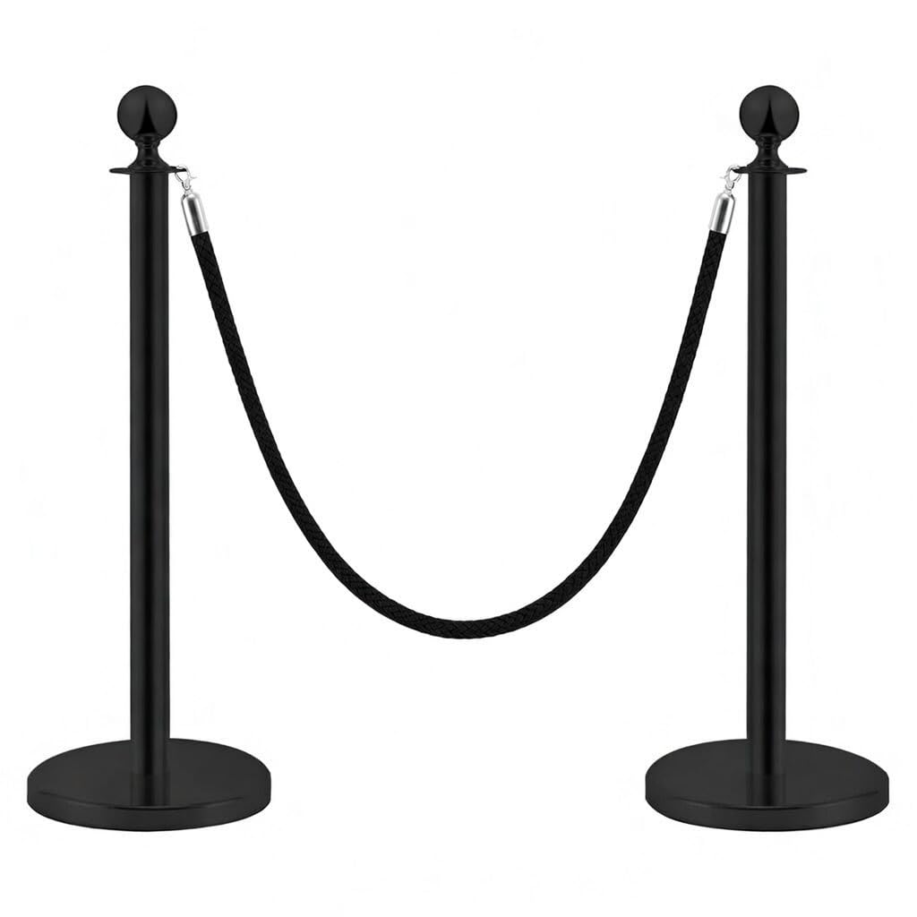 Postes Separadores de Acero Inoxidable Negro 90 cm 2 Piezas Control de Multitudes