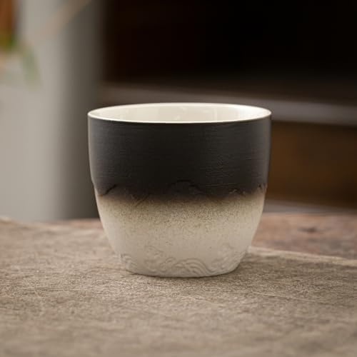 Image of TEANAGOO Ceramic Japanese Tea Cups Set of 4pcs, 5.4oz /160ml Elegant Ceramic Matcha Cups with Flat Base, Gradient Navy Black Handleless Coffee Mugs, Microwave & Dishwasher Safe, Beautiful Gift Box