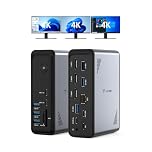 TobenONE 18 in 1 Laptop Docking Station 3 Monitors, Triple 4K Display with 3 HDMI, 9 USB Ports, RJ45, PD3.0, Audio, USB C Docking Station for Windows/Dell/Lenovo/HP/Thinkpad Laptops (No Power Adapter)