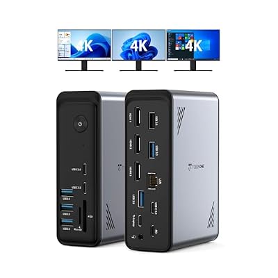 TobenONE 18 in 1 Laptop Docking Station 3 Monitors,Triple 4K HDMI,9 USB C/A