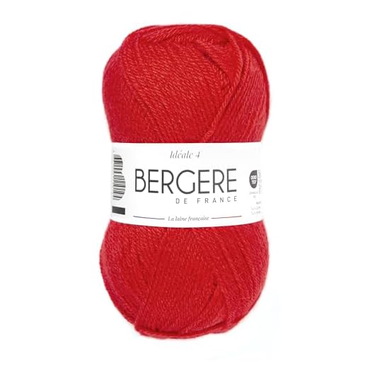 Bergère de France – IDEALE 4 – Wolle zum Stricken und Häkeln (50 g) – 50% Wolle – 4 mm – französisches Produkt – feuerfestes Garn für die ganze Familie – Rot
