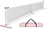 PICKLETECH Portable Pickleball Net Outdoor 22FT Regulation Size Set 3.0 Reinforced Version (Pink)