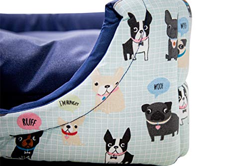 Toca e Cama Impermeável Luppet 2 em 1 com Almofada para Cachorro ou Gato de até 5Kg Azul Cachorro/Ro
