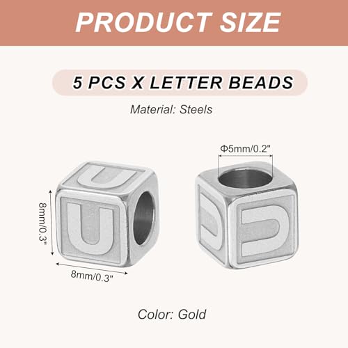 Grandes perles métalliques carrées PATIKIL en acier argenté pour réparer et sublimer vos bijoux