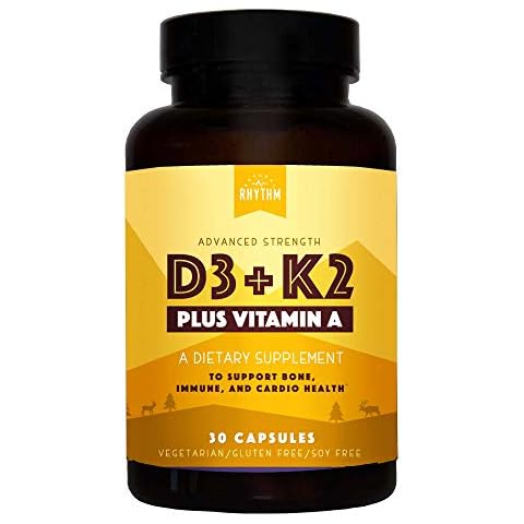 Natural Rhythm Vitamin D3 + K2 (MK7) Plus Vitamin A, for Bone, Heart, & Immune Health, 30 Capsules Cover